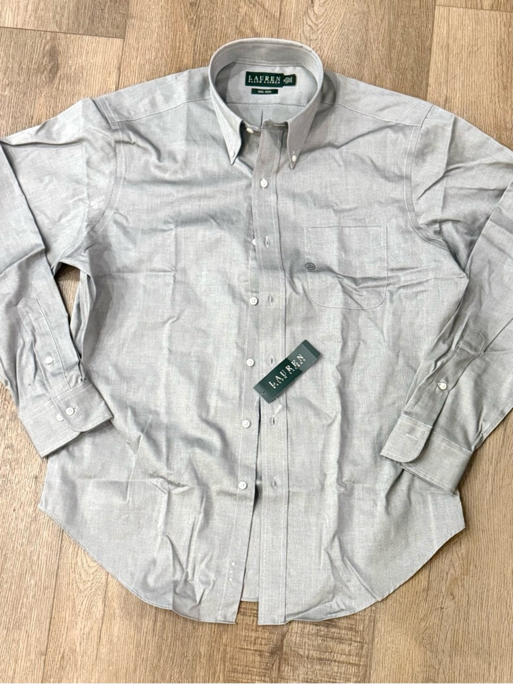 Lauren Ralph Lauren Men’s Dress Shirt 16 34/35 Gray Non Iron Button Down NWT